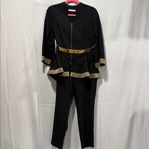 Elegant Black Jumpsuit with Gold Accents